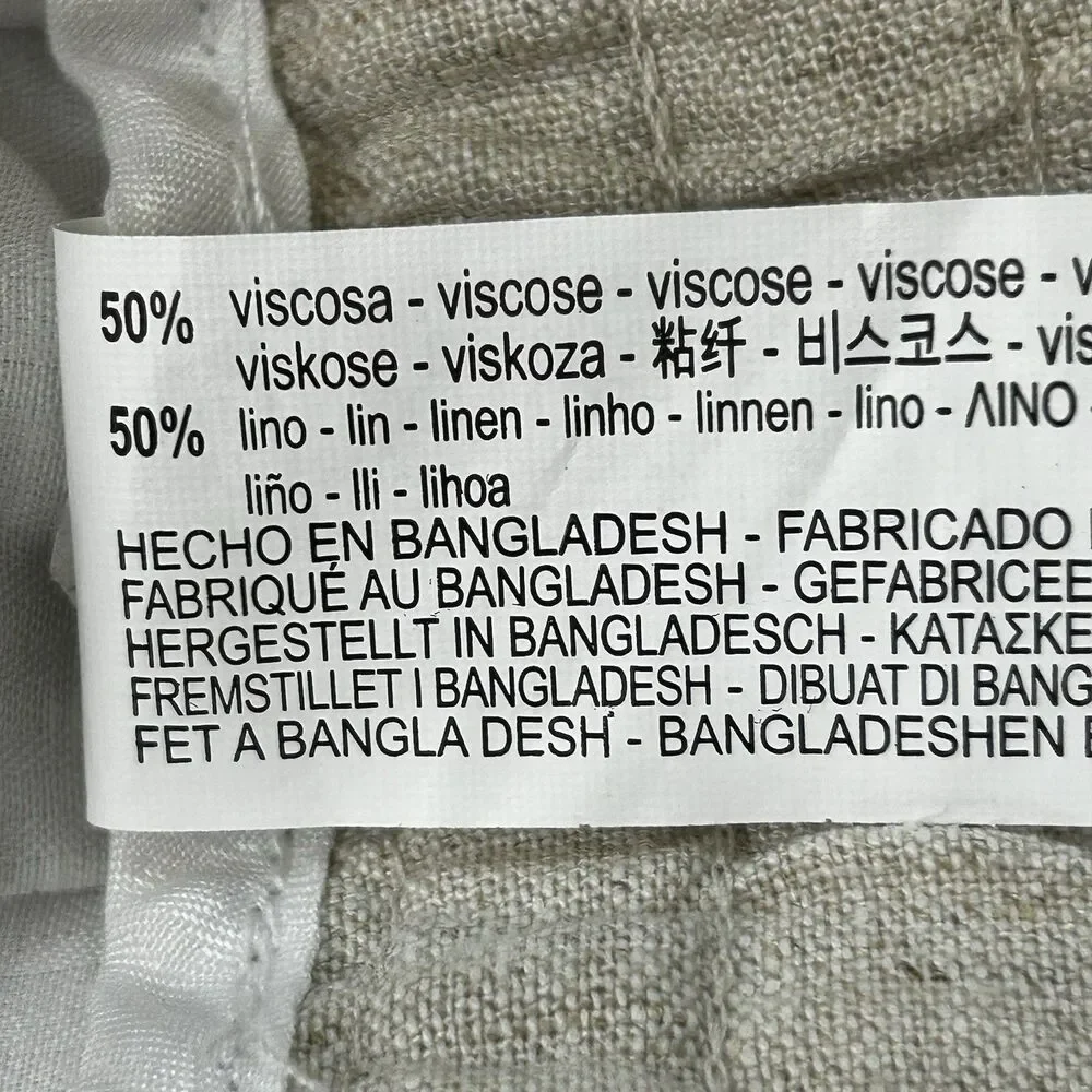 Zara Women’s Oatmeal 100% Linen Pants Size XL Straight Leg Beachy Minimalist